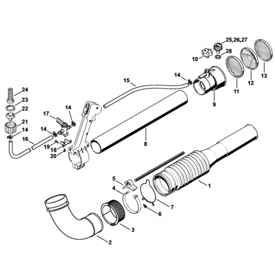 Pleated Hose Assembly for Stihl SR 5600 D Mistblower