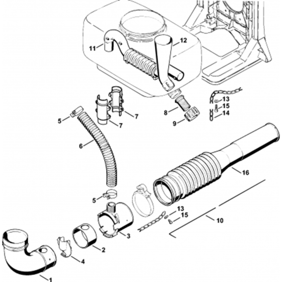 Dusting Attachment Assembly for Stihl SR 5600 D Mistblower