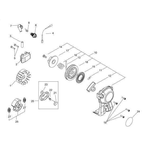 Recoil Starter, Magneto for ECHO SRM-235ES/L Brushcutter