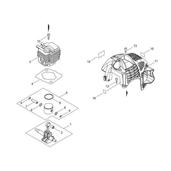 Cylinder, Piston, Crankshaft for ECHO SRM-236/U Brushcutter