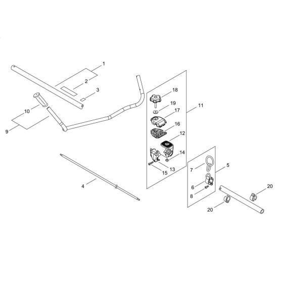 Main Pipe, Handle for ECHO SRM-236/U Brushcutter