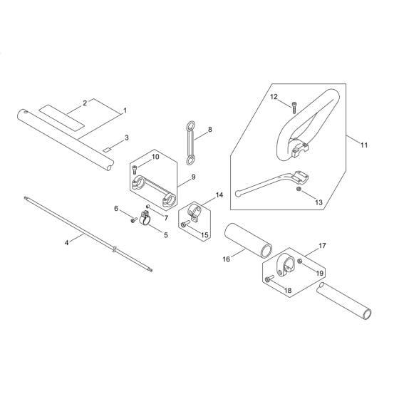 Main Pipe, Handle for ECHO SRM-236ES/L Brushcutter