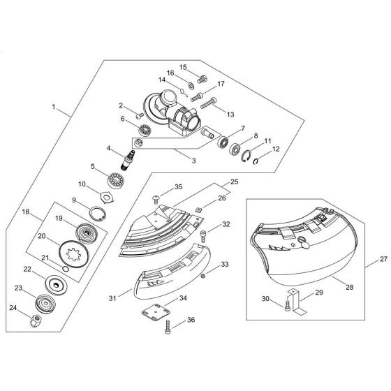 Gear Case, Shield for ECHO SRM-236ES/U Brushcutter