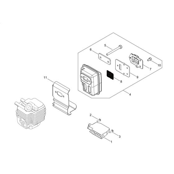 Muffler for ECHO SRM-236ES/U Brushcutter