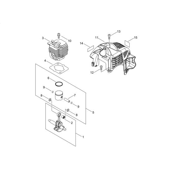 Cylinder, Piston, Crankshaft for ECHO SRM-236TES/L Brushcutter