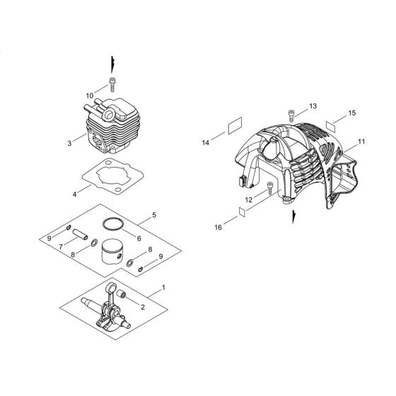 Cylinder, Piston, Crankshaft for ECHO SRM-236TES/U Brushcutter