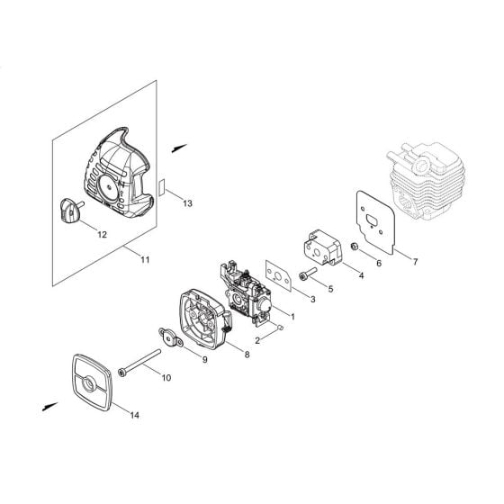 Air Cleaner, Carburettor for ECHO SRM-237TES/L Brushcutter