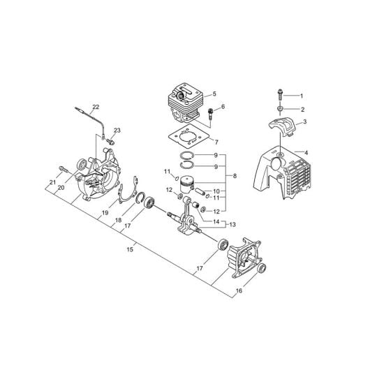 Cylinder, Piston, Crankcase for ECHO SRM-240ES/U Brushcutter