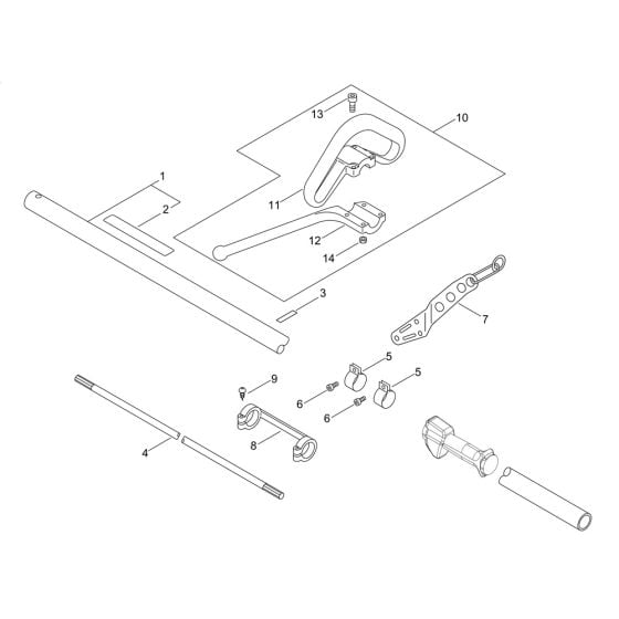 Main Pipe, Handle for ECHO SRM-2620ES/L Brushcutter