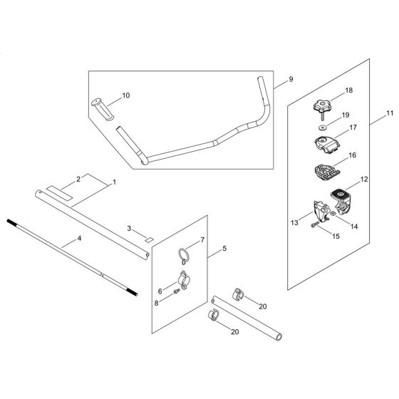 Main Pipe, Handle for ECHO SRM-2620ES/U Brushcutter