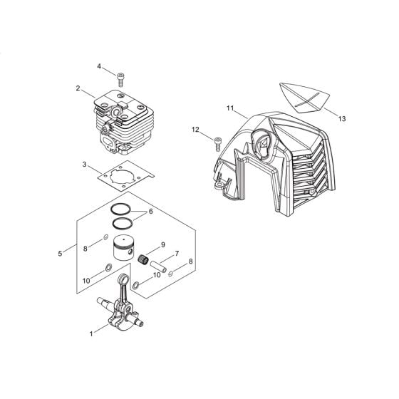 Cylinder, Piston, Crankshaft for ECHO SRM-2620TES/L Brushcutter