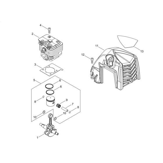 Cylinder, Piston, Crankshaft for ECHO SRM-2621ES/L Brushcutter