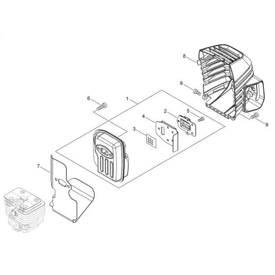 Muffler for ECHO SRM-2621TES/L Brushcutter