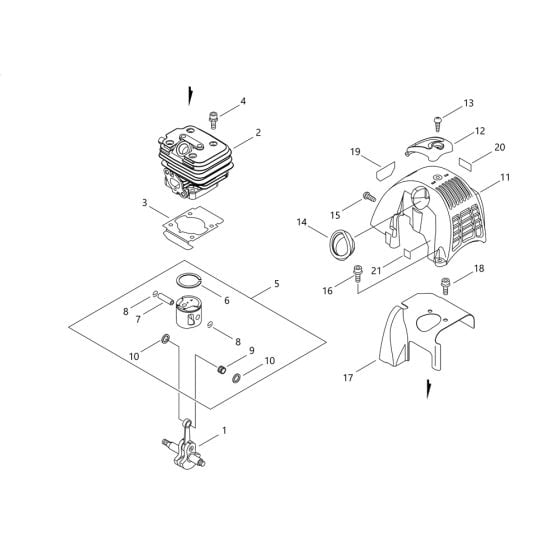 Cylinder, Piston, Crankshaft for ECHO SRM-265/L Brushcutter