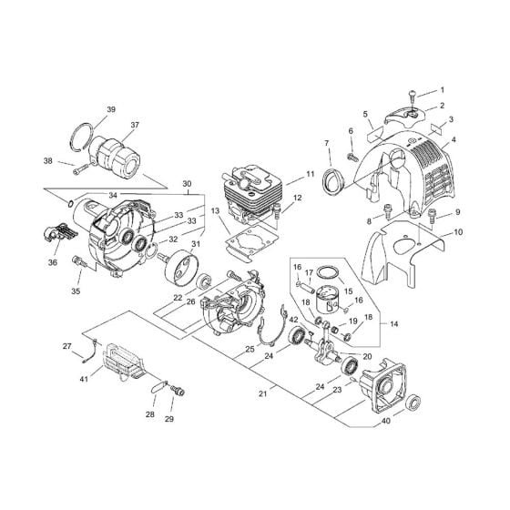 Cylinder, Crankcase, Piston for ECHO SRM-265ES/U Brushcutter