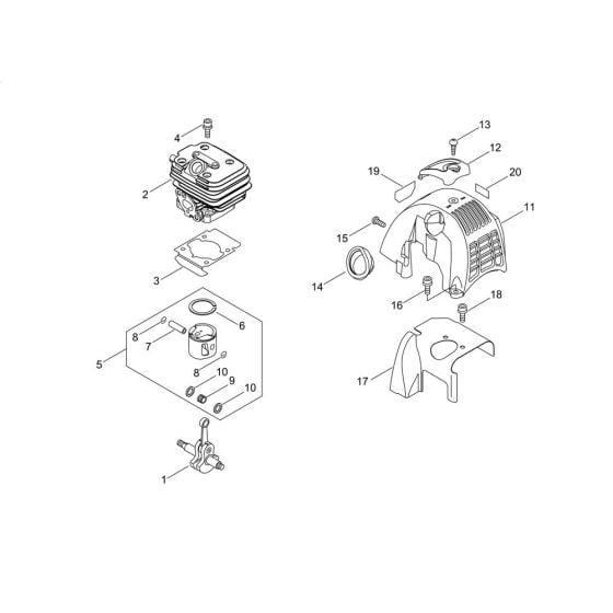 Cylinder, Piston, Crankshaft for ECHO SRM-265TES/U Brushcutter