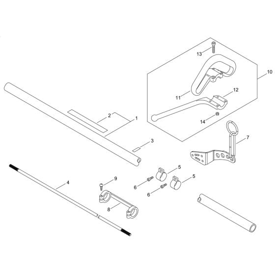 Main Pipe, Handle for ECHO SRM-300TES/L Brushcutter