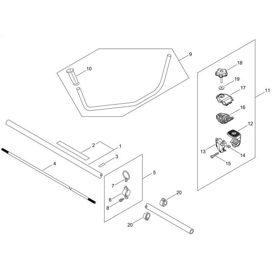 Main Pipe, Handle for ECHO SRM-300TES/U Brushcutter