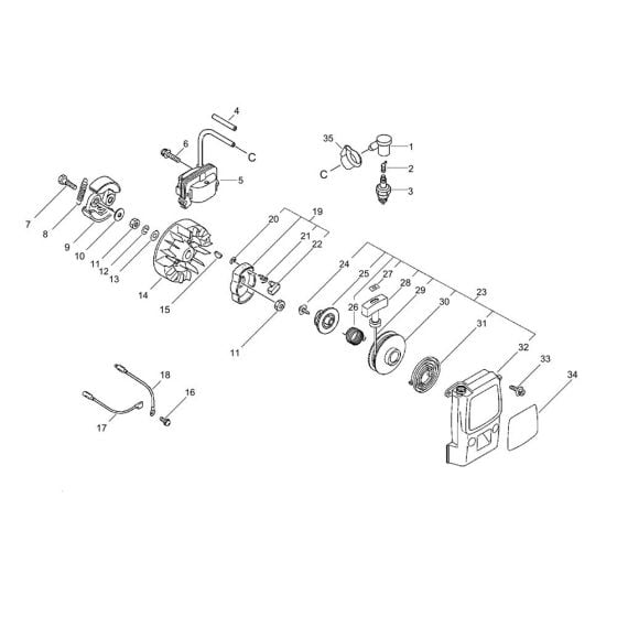 Starter, Magneto, Clutch for ECHO SRM-335ES/U Brushcutter