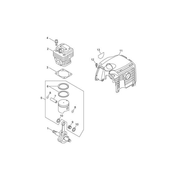 Cylinder, Piston, Crankshaft for ECHO SRM-350ES/U Brushcutter