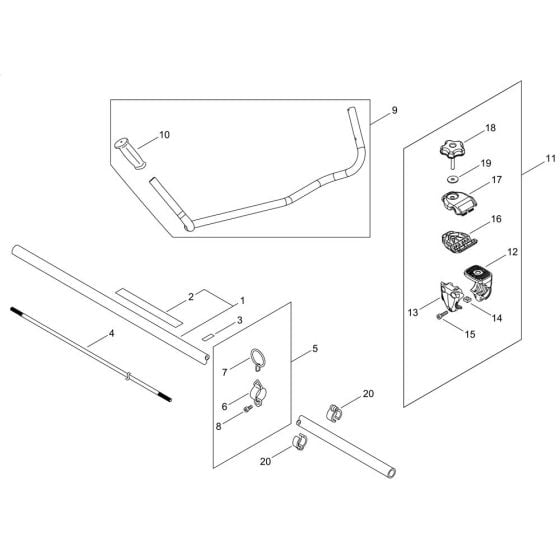 Main Pipe, Handle for ECHO SRM-3610T/U Brushcutter