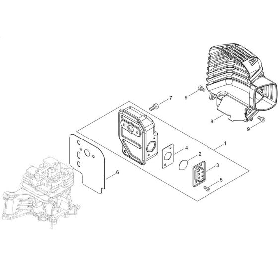 Muffler for ECHO SRM-3611T/U-8 Brushcutter