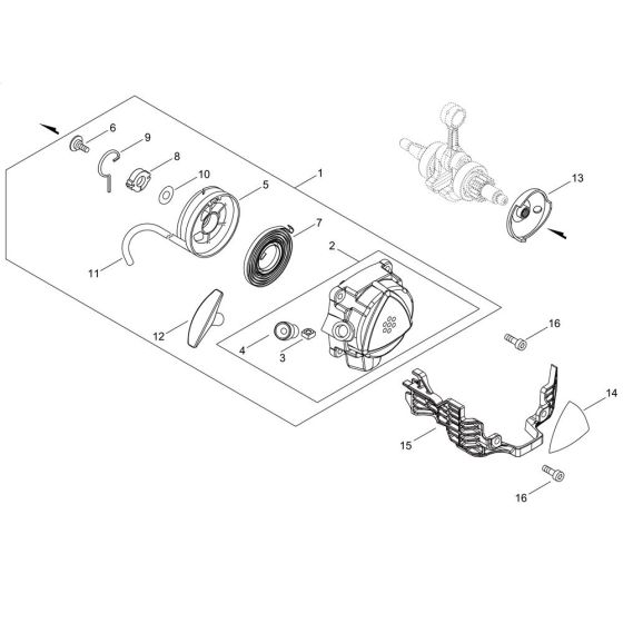 Recoil Starter, Pully for ECHO SRM-3611T/U-9 Brushcutter