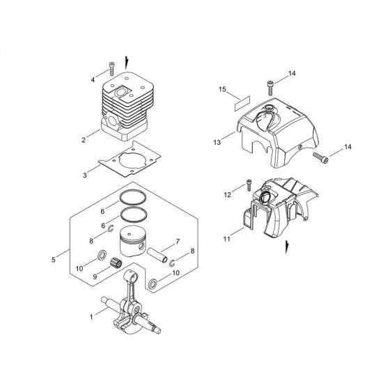 Cylinder, Piston, Crankshaft for ECHO SRM-420ES-LW Brushcutter