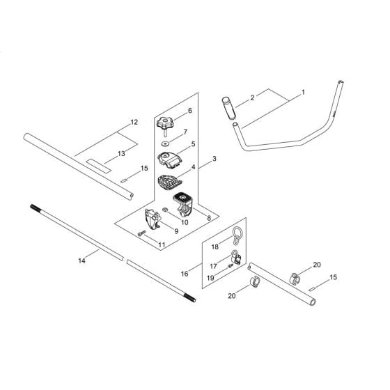 Main Pipe, Handle for ECHO SRM-420ES-LW Brushcutter