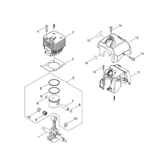 Cylinder, Piston, Crankshaft for ECHO SRM-520ES Brushcutter