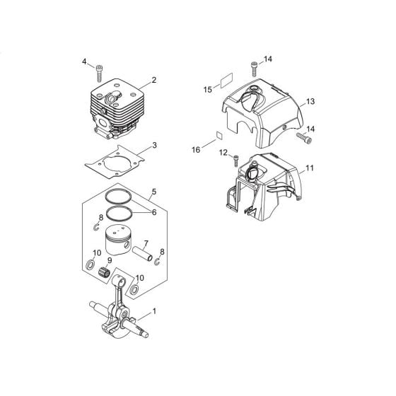 Cylinder, Piston, Crankshaft for ECHO SRM-520ES/U Brushcutter