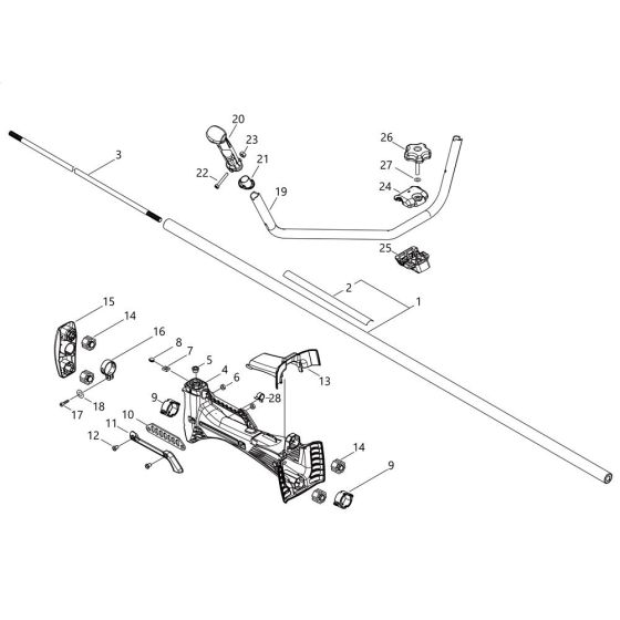 Main Pipe, Handle for ECHO SRM-520ES/U Brushcutter