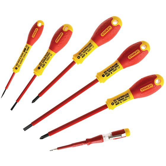 FatMax VDE Insulated Phillips & Parallel Screwdriver Set of 6 by Stanley - 0-65-441