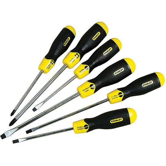 Cushion Grip Parallel/Flared/Pozi Screwdriver Set of 6 by Stanley - 5-98-001