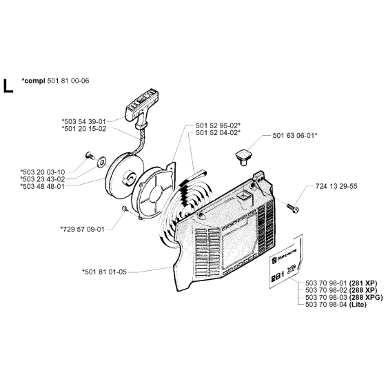 Starter Assembly for Husqvarna 288 Chainsaws