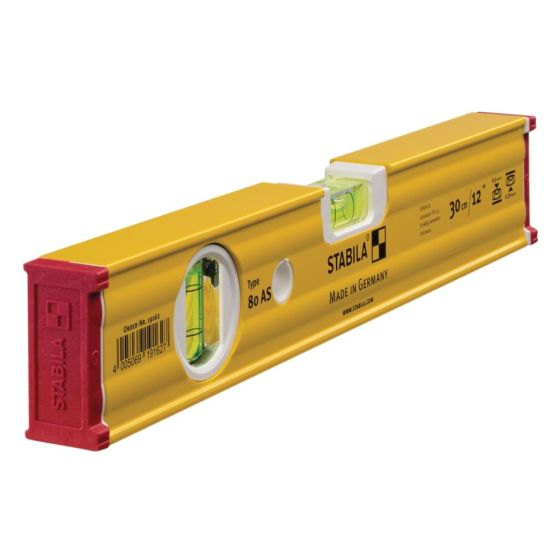 Stabila 80 AS Spirit Level 2 Vial 19162 rectangular aluminium profile 30cm