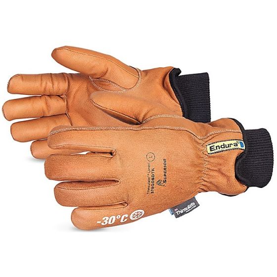 Endura Deluxe Winter Gloves Goat Leather Oilbloc Thinsulate Liner Tan LGE