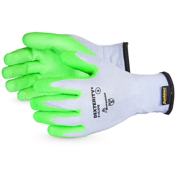 Cotton/Poly Knitted Glove Flexible Latex Palm & Lined Hi-Viz Lime Green 10