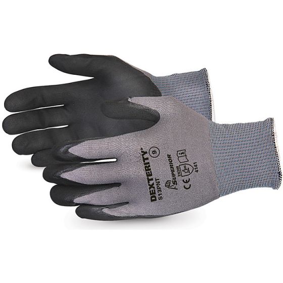 Dexterity Black Widow Glove Micropore Nitrile Grip High Abrasion Black 07