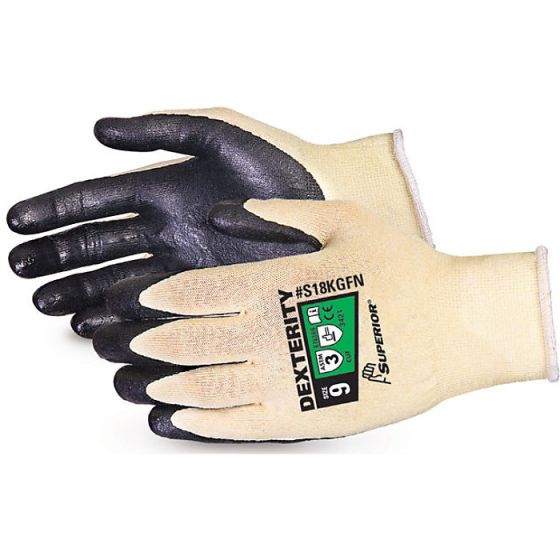 Dexterity Kevlar Glove Ultrafine 18-Gauge Cut-Resistant Foam Palm Black 06