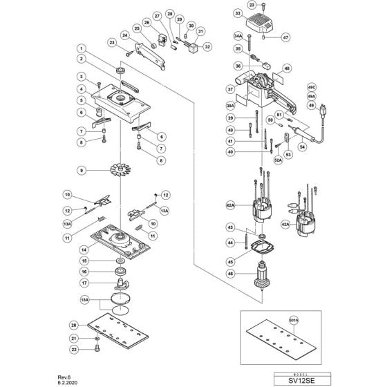 Main Assembly for Hikoki SV12SE Orbital Sander