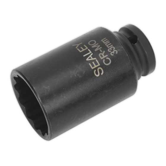 Impact Socket 33mm Bi-Hex Deep 1/2"Sq Drive Sealey Part No. SX0041