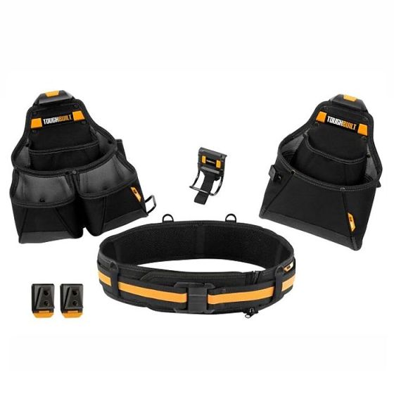 ToughBuilt 4pc Builder Tool Belt Set 2 Pouches, Hammer Loop & Belt W32-48"