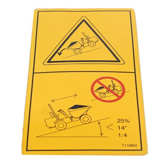 Decal 'Driving On Hill ' 1 In 4 for Terex TA3, TA3S, TA3H, TA3SH Dumpers - OEM No. T119902