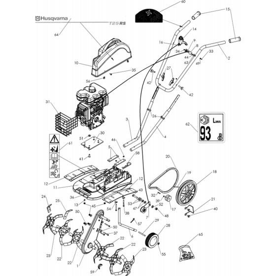 Product Complete Assembly for Husqvarna T25 RS Cultivator/Tiller