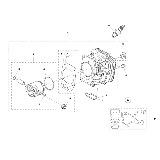 Cylinder Piston Assembly For Husqvarna T540XPII Chainsaw 