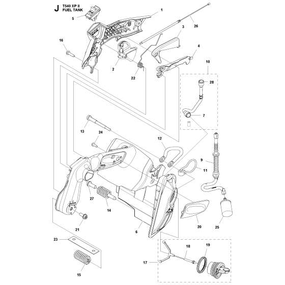 Fuel Tank Assembly For Husqvarna T540XPII Chainsaw 