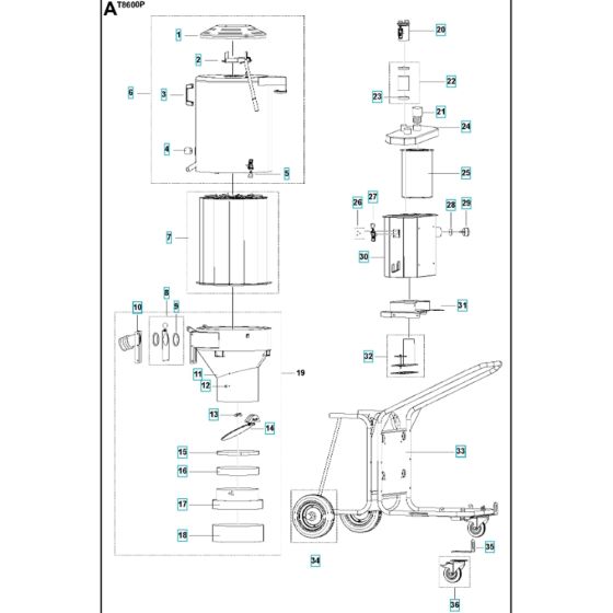 Frame Assy for Husqvarna T8600 Petrol Dust Extractor