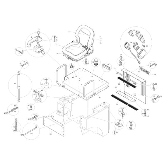 Canopy, Seat & Rear Panel for Benford Terex Mecalac TA1EH Dumpers