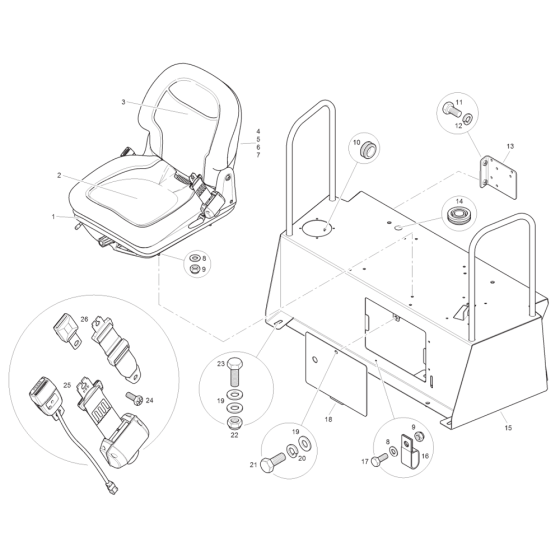 Seat & Seat Support for Benford Terex Mecalac TA9 Dumper